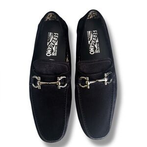 Ferragamo Parigi Gancini Bit Driver Black Nubuck Loafer Men’s 7 N (US 8) Italy